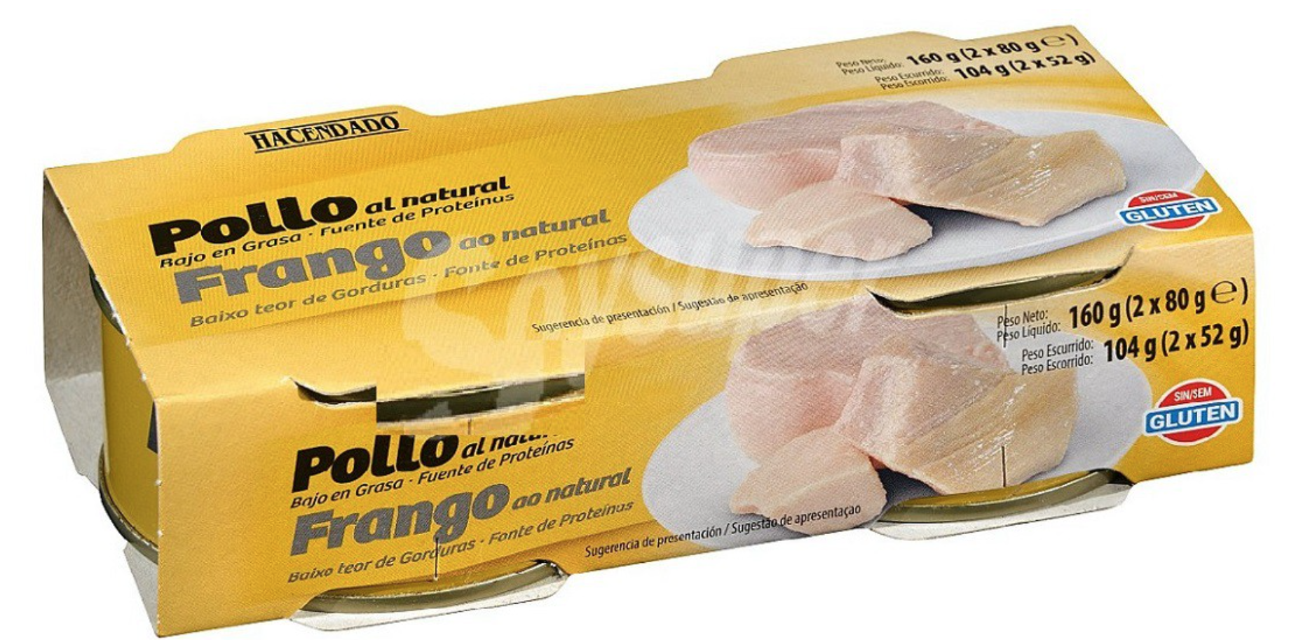 Espaguetis de calabacín con pechuga de pollo en lata.